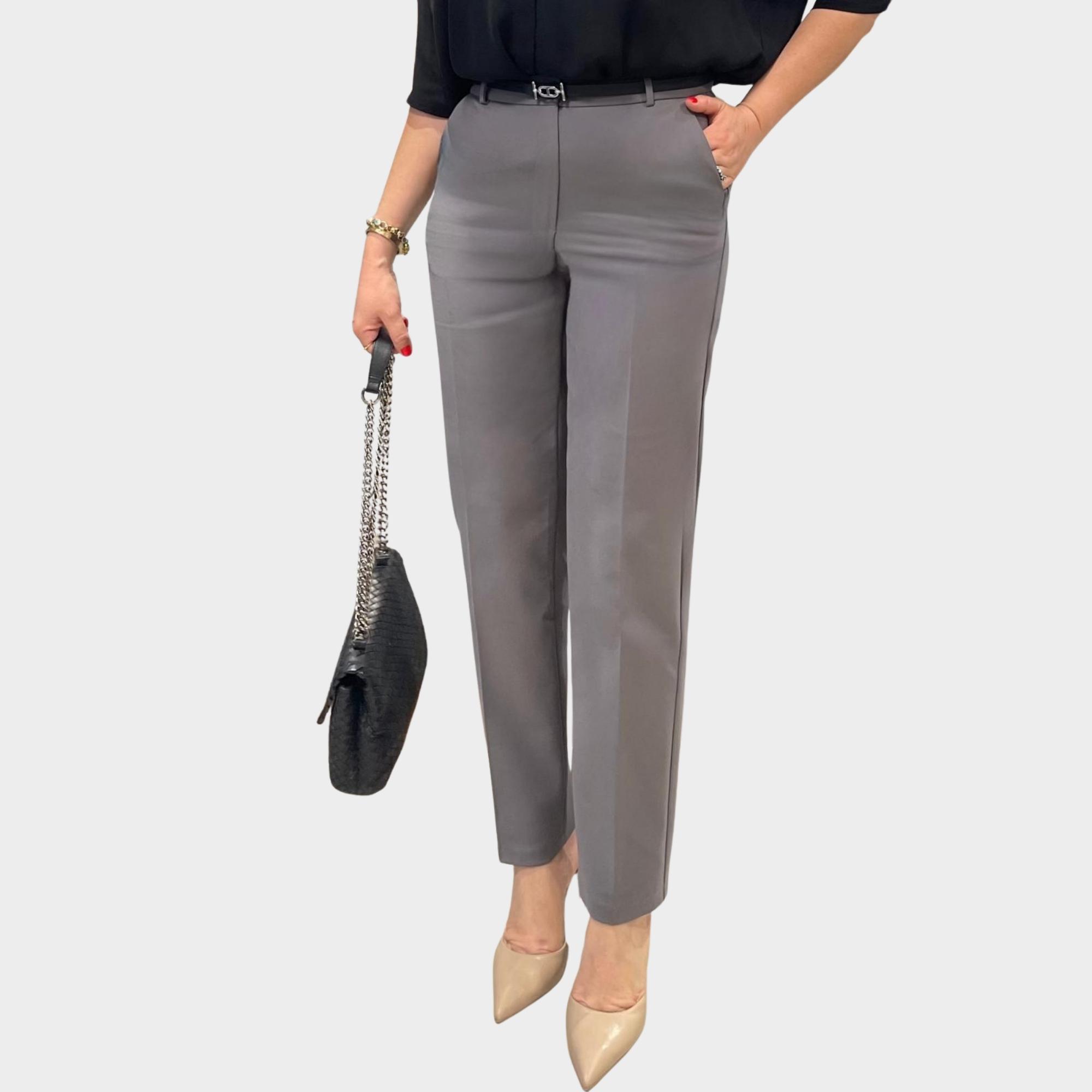 Gri Ful Likralı Cigarette Fit Pantolon.