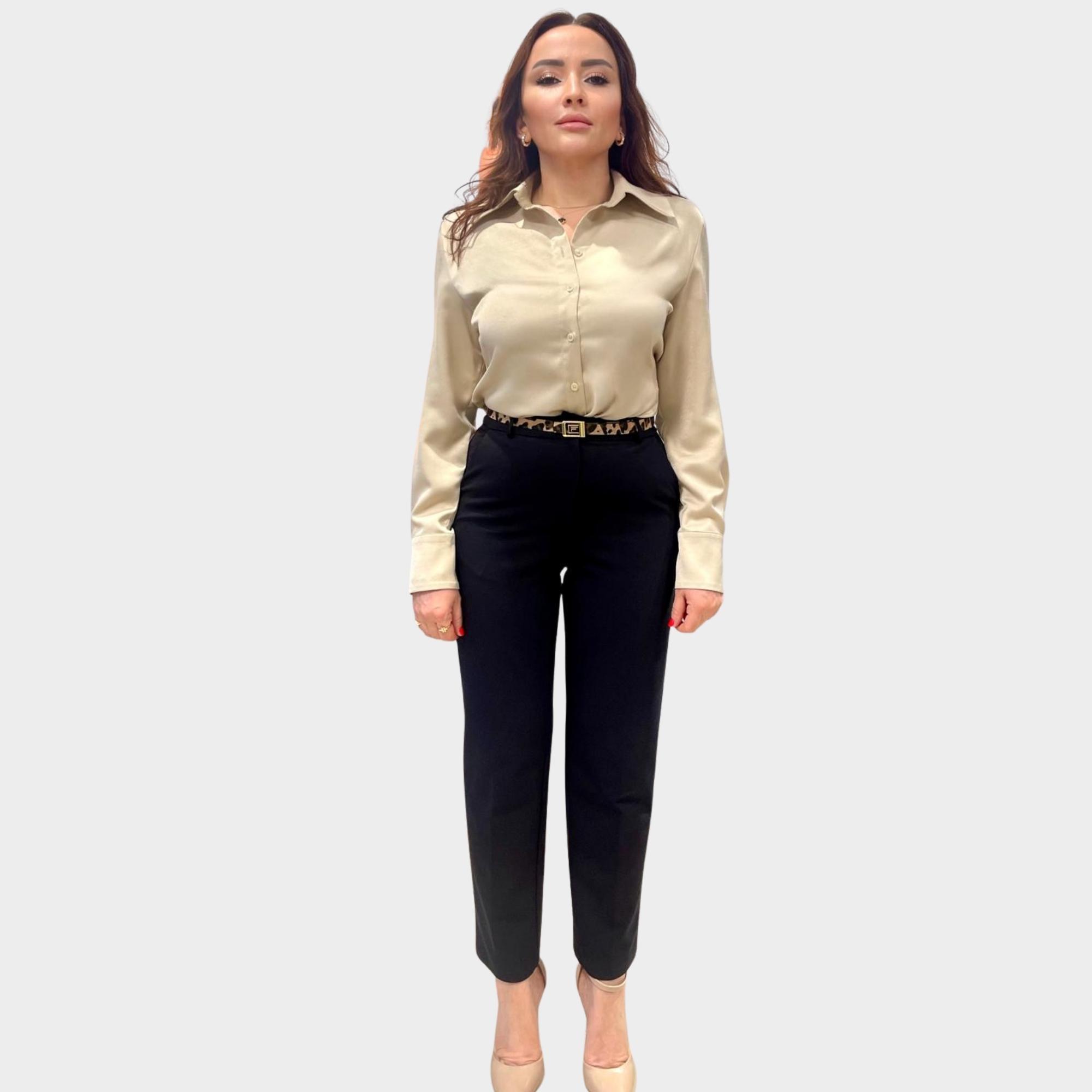 Siyah Ful Likralı Cigarette Fit Pantolon