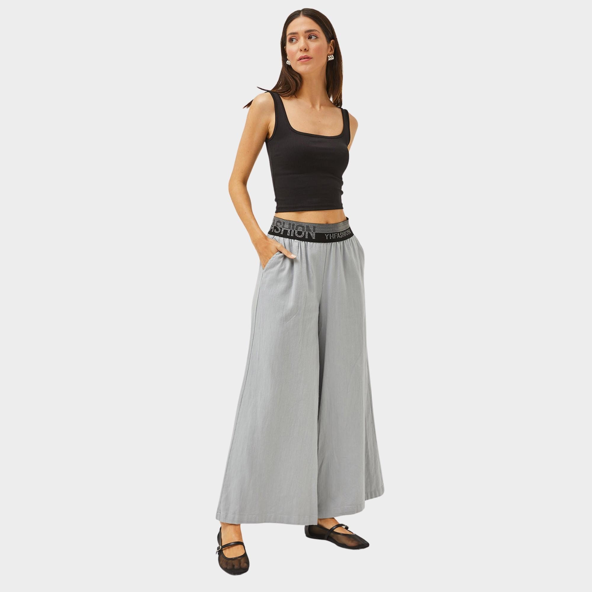 Bebe Mavisi  Beli Lastikli Pantolon