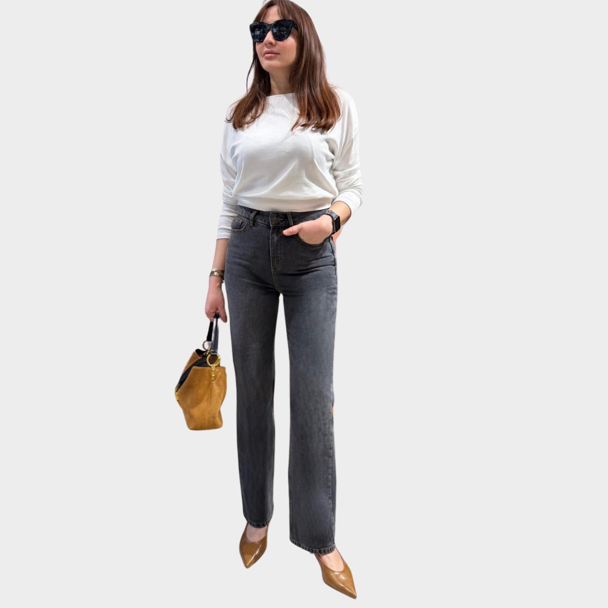 Antrasit Siyah Straight Fit Düz Kesim Jean Pantolon