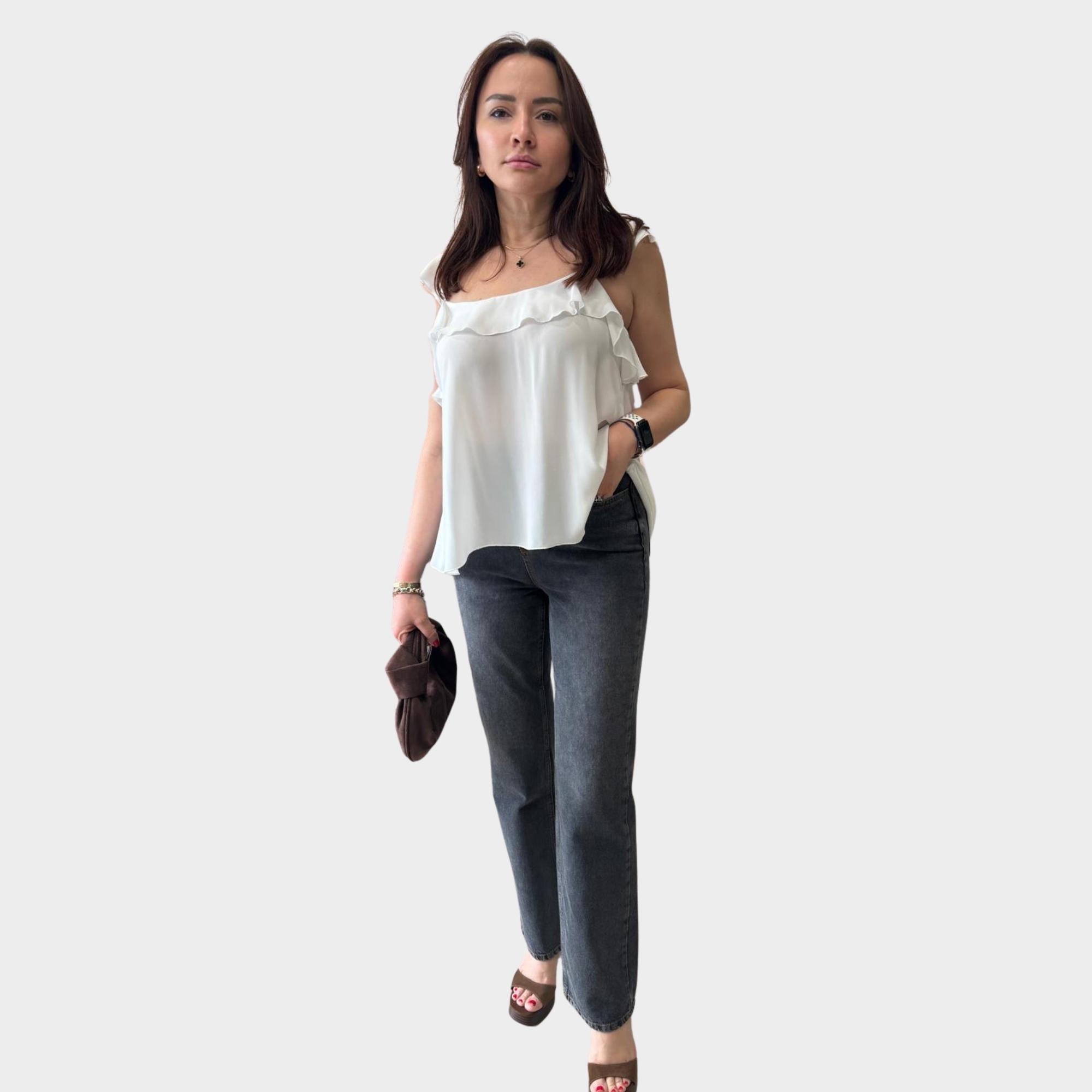 Antrasit Siyah Straight Fit Düz Kesim Jean Pantolon